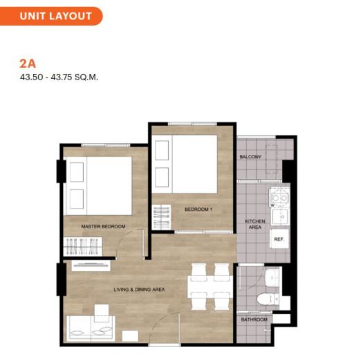 DCondo Vite, 2 bedroom apartments - from 42 m² to 43 m²
