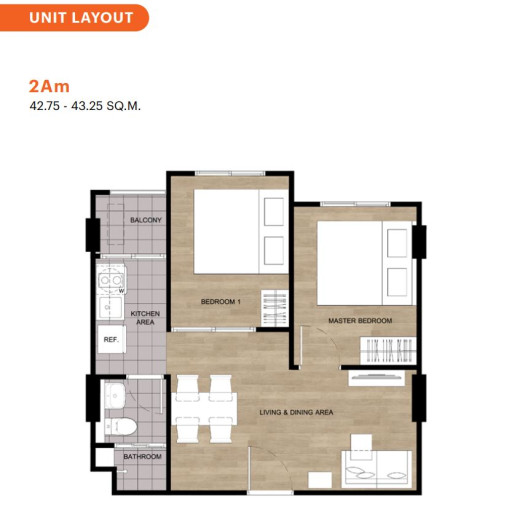DCondo Vite, 2 bedroom apartments - from 42 m² to 43 m²
